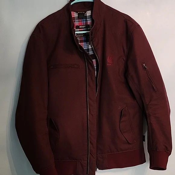 Men's Merlin "Wesley" Burgundy Jacket Waxed Cotton Made In England - Picture 1 of 8